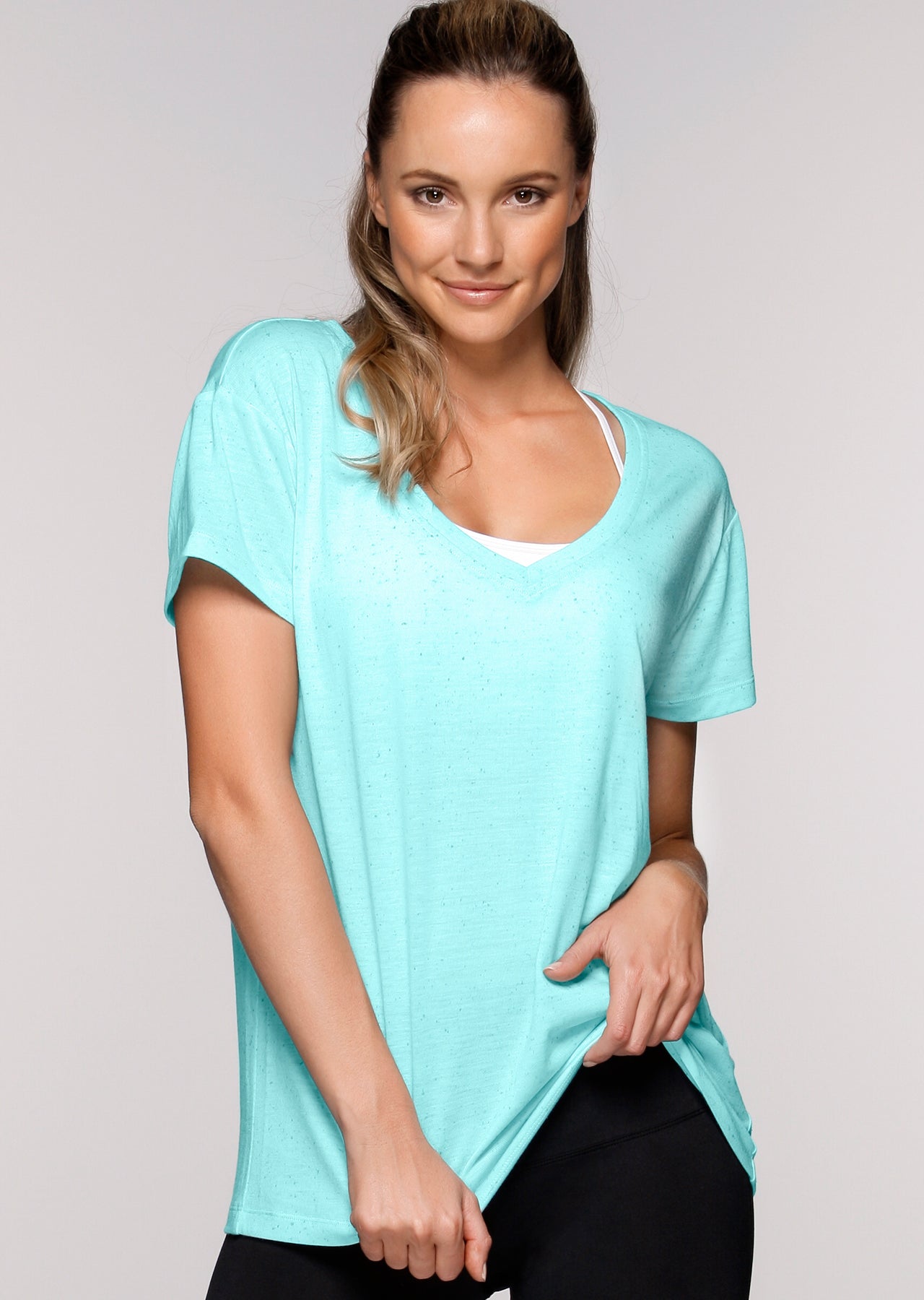 Lorna Jane Success S/Slv Top - Waterfall Marl