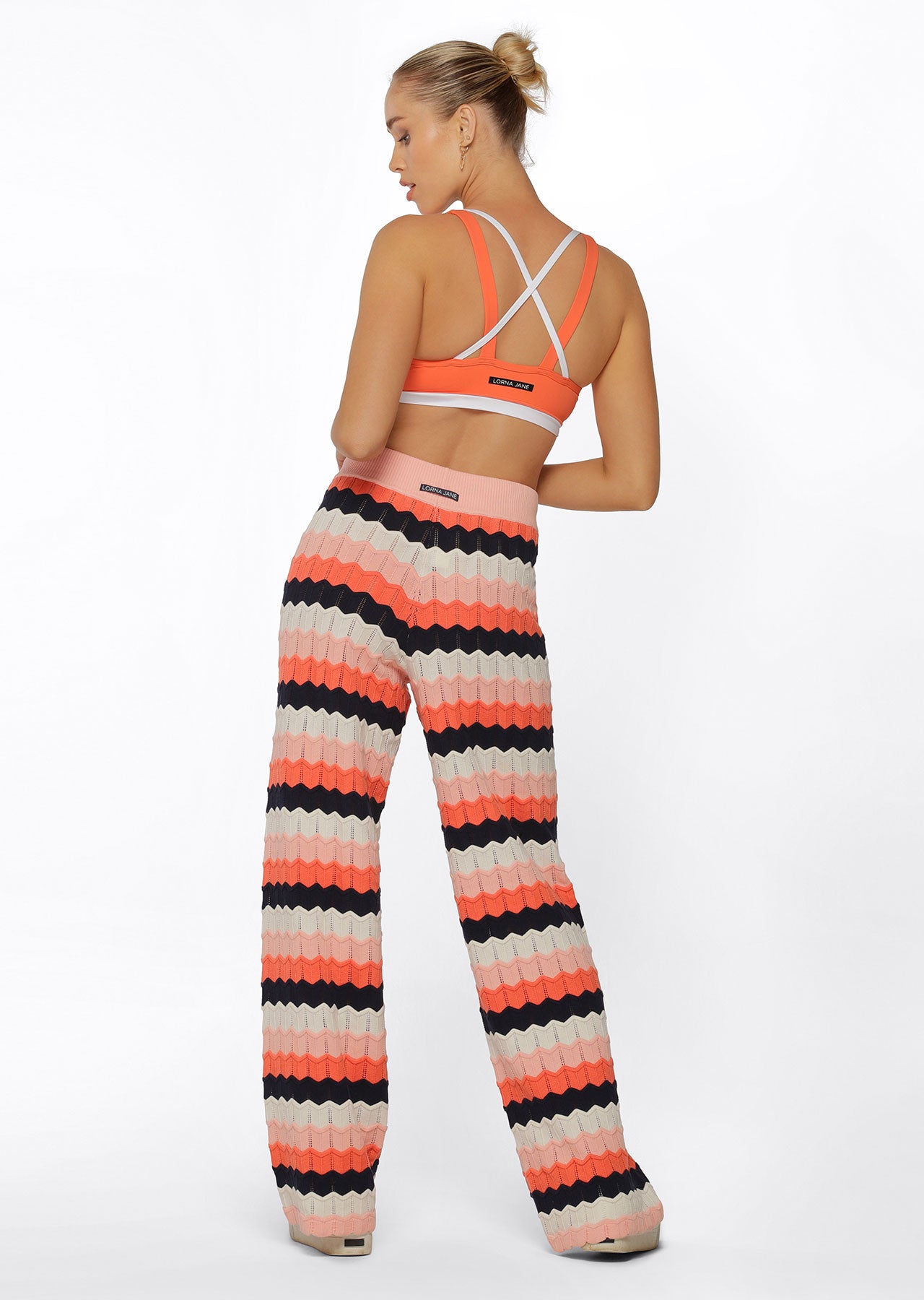 Lorna Jane Summer Knitted Lounge Pants - Peach Stripe