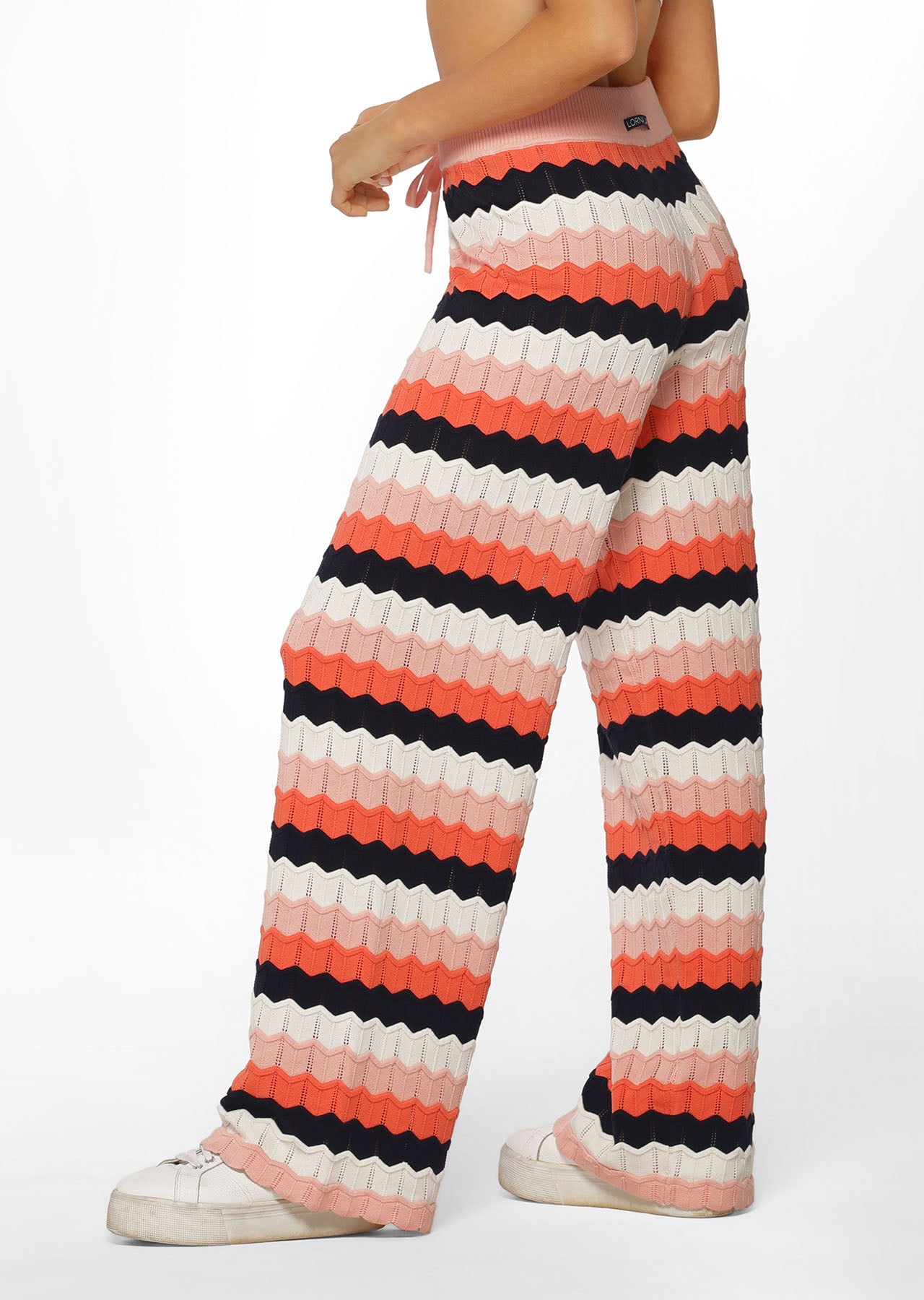 Lorna Jane Summer Knitted Lounge Pants - Peach Stripe