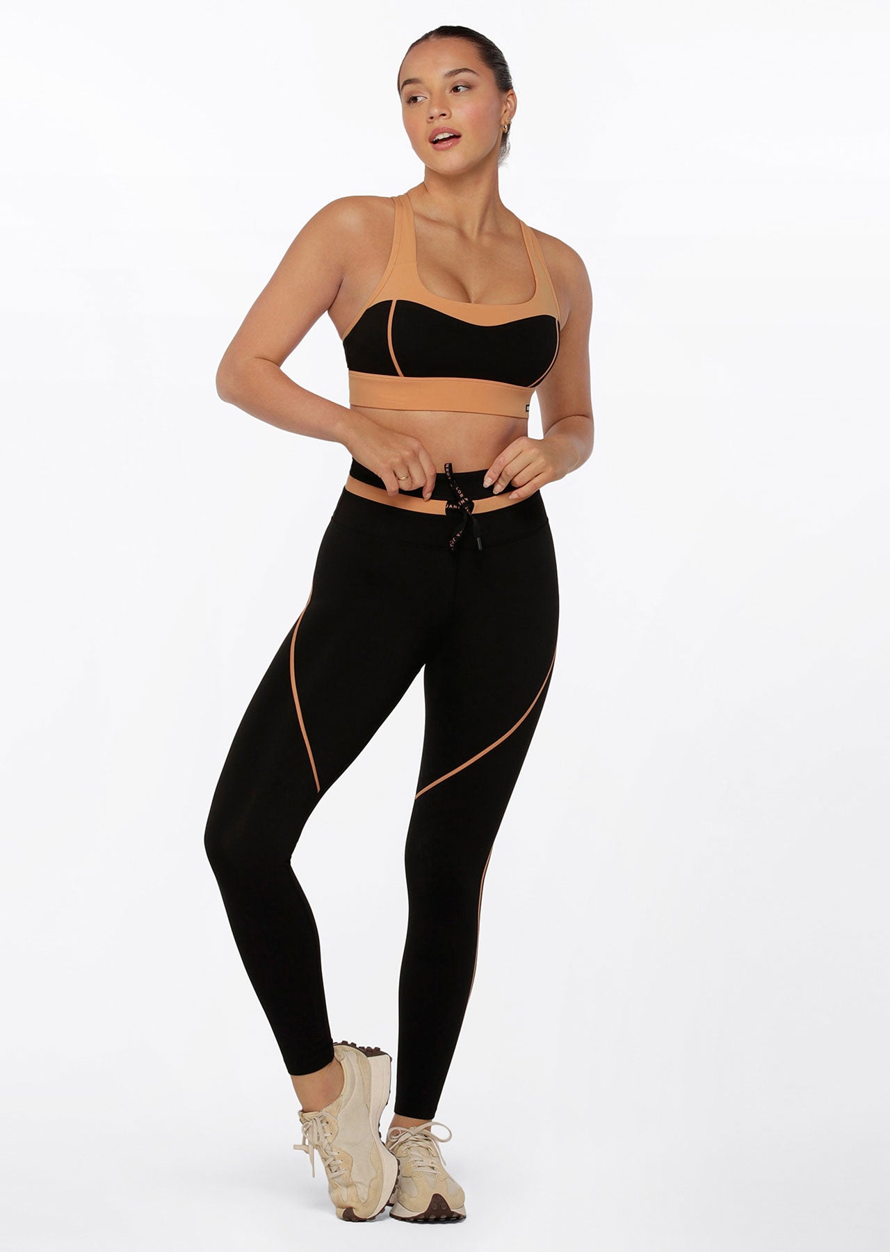 Lorna Jane Summit Support Contrast Sports Bra - Black Toffee