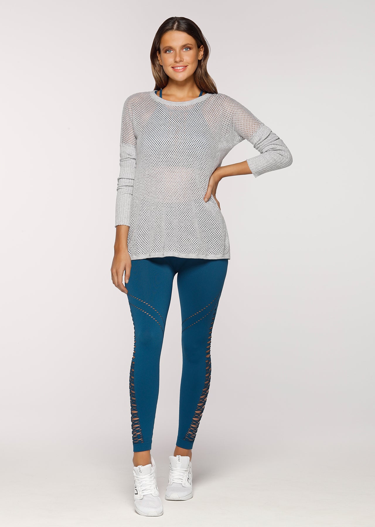 Lorna Jane Sundown L/Slv Knit - Grey Marl