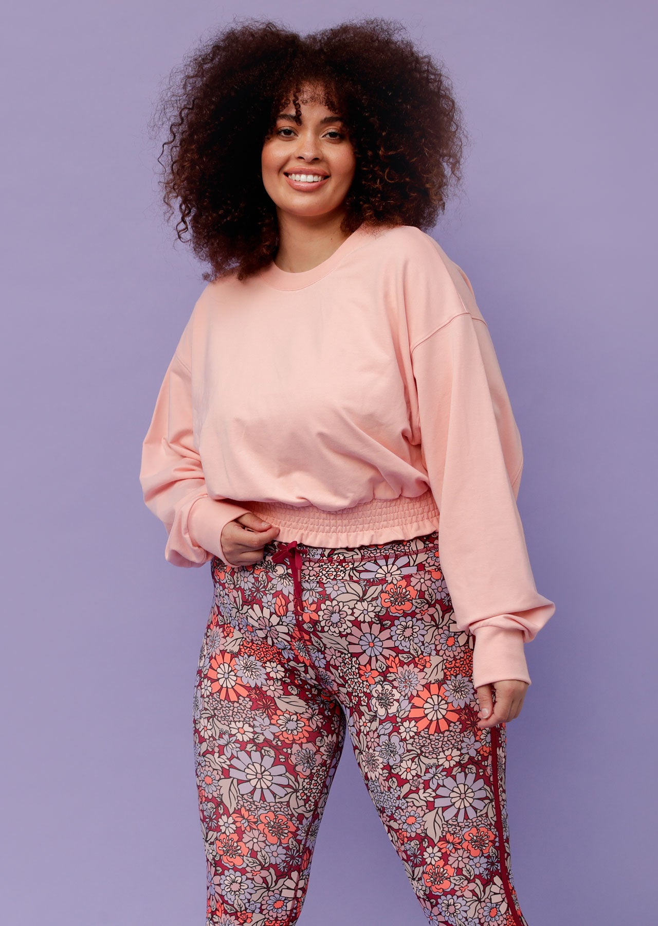 Lorna Jane Sunlight Shirred Sweat - Ballerina