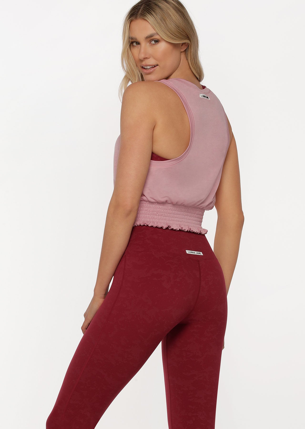 Lorna Jane Sunlight Shirred Tank - Dark Dusty Rose