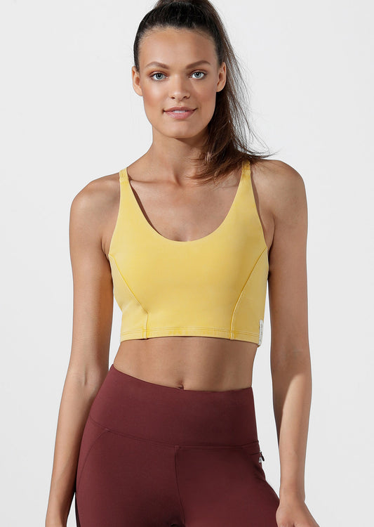 Lorna Jane Sunrise Long Line Bra - Washed Light Turmeric