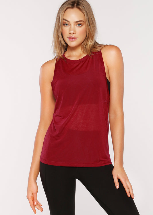 Lorna Jane Superfine Active Muscle Tank - Dark Red