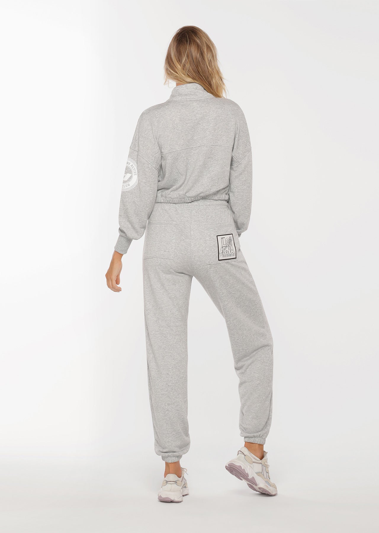 Lorna Jane Swagger Cropped Zip Thru - Light Grey Marl