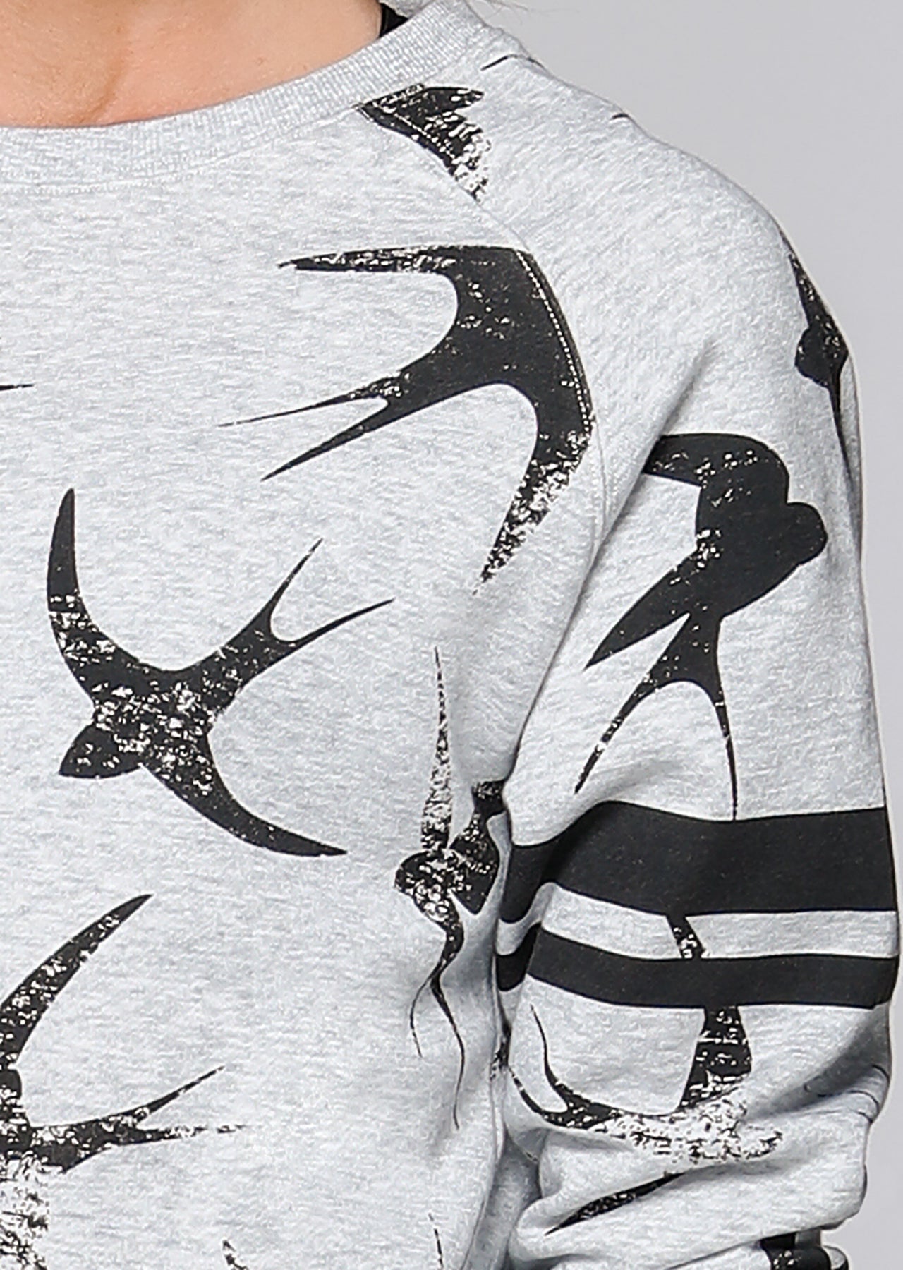 Lorna Jane Swallows Sweat Shirt - Light Grey Marl