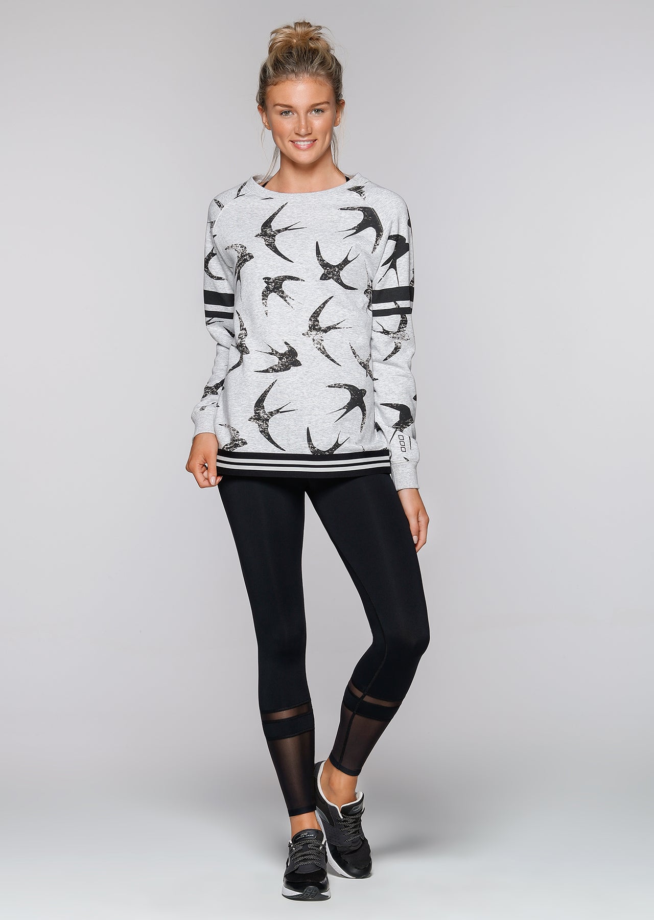 Lorna Jane Swallows Sweat Shirt - Light Grey Marl