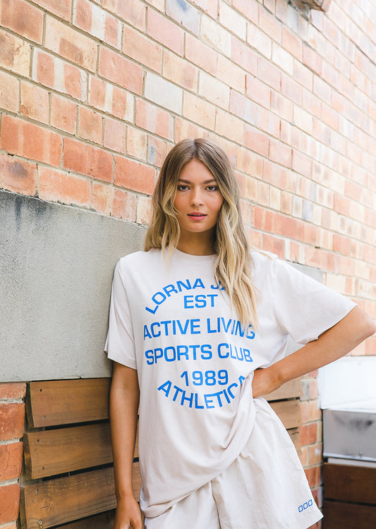 Lorna Jane Sweat It Oversized Tee - White Sand