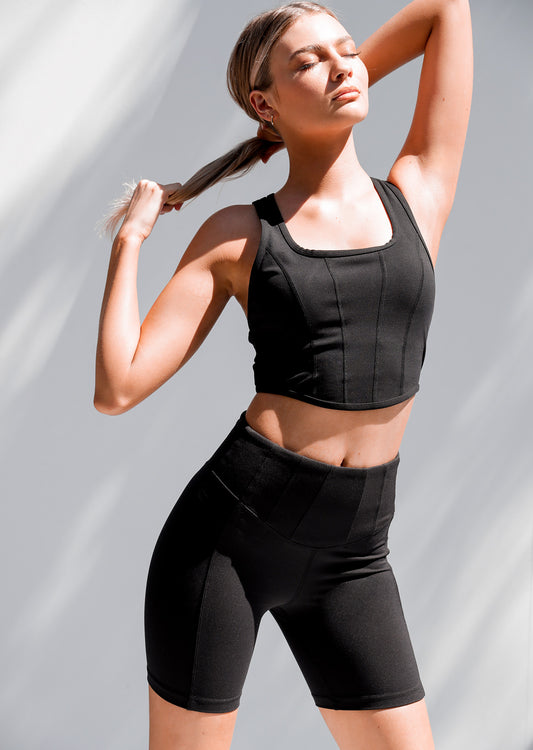 Lorna Jane Swoop Long Line Bra - Black