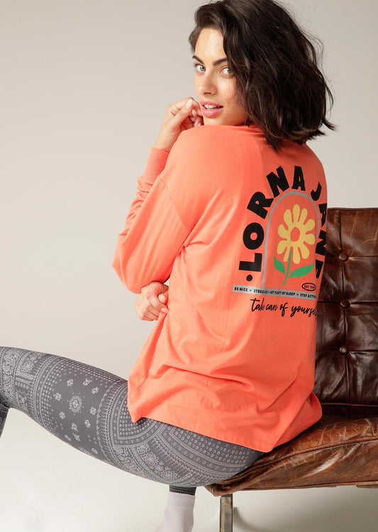 Lorna Jane Take Care Oversized Long Sleeve Top - Satsuma
