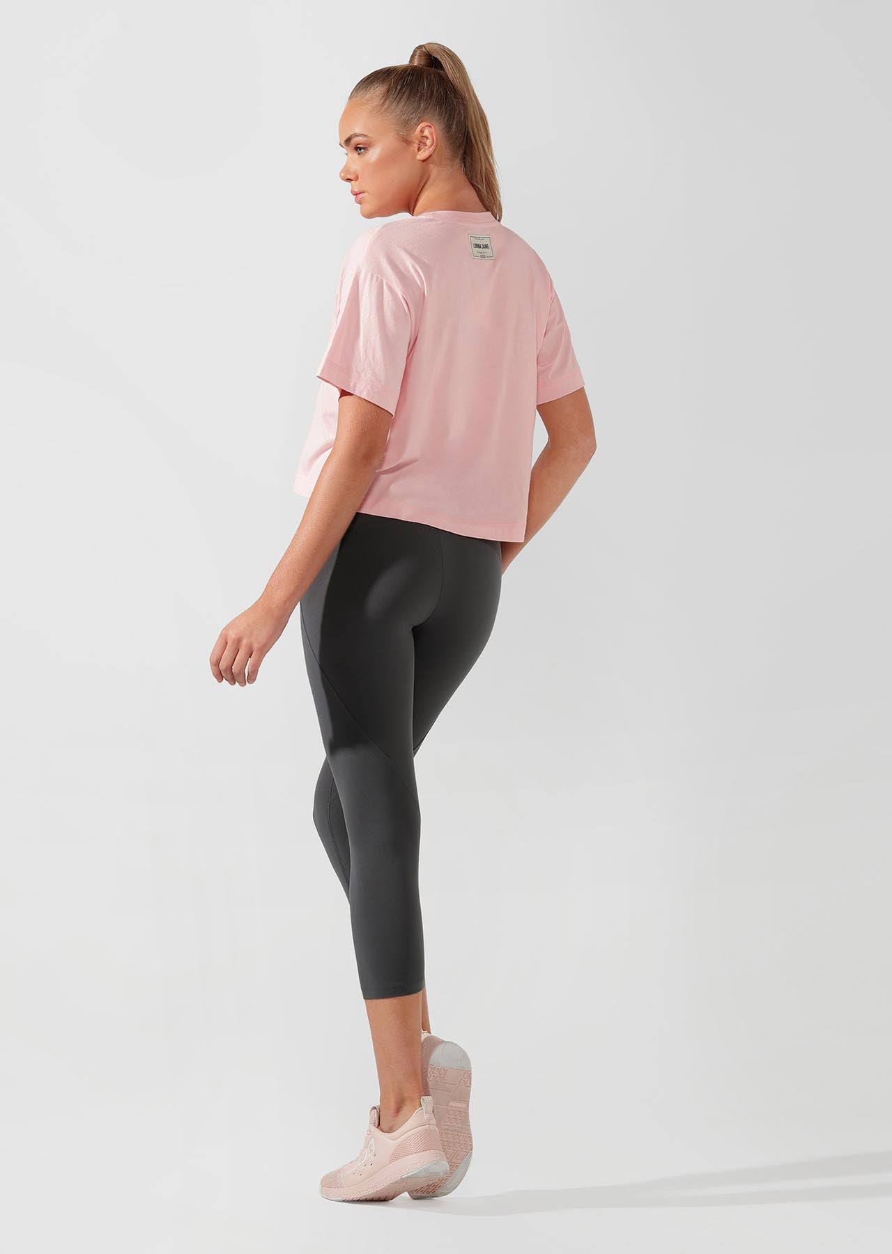 Lorna Jane Take It Easy Cropped Tee - Pale Peony