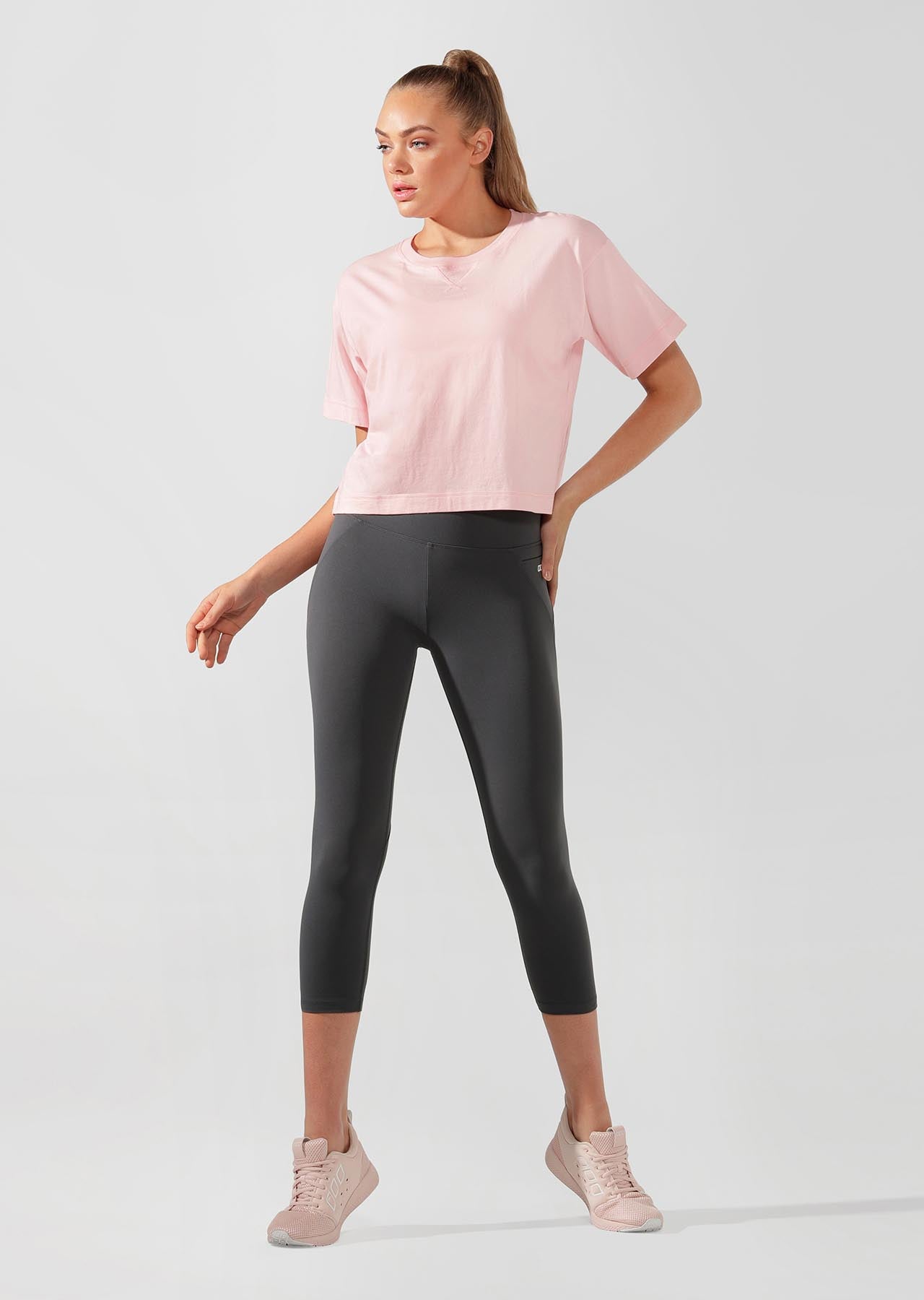 Lorna Jane Take It Easy Cropped Tee - Pale Peony