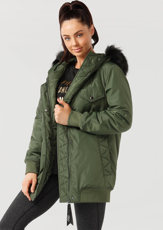 Lorna Jane Tech Puffa Coat - Army Green