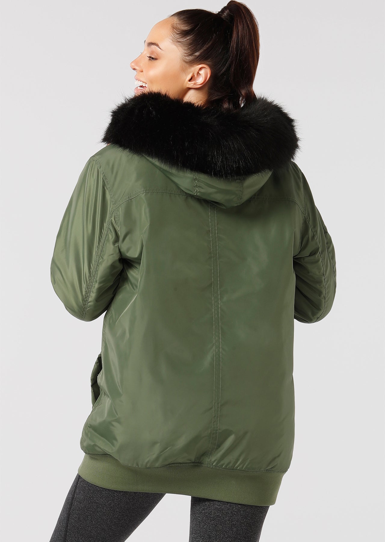 Lorna Jane Tech Puffa Coat - Army Green