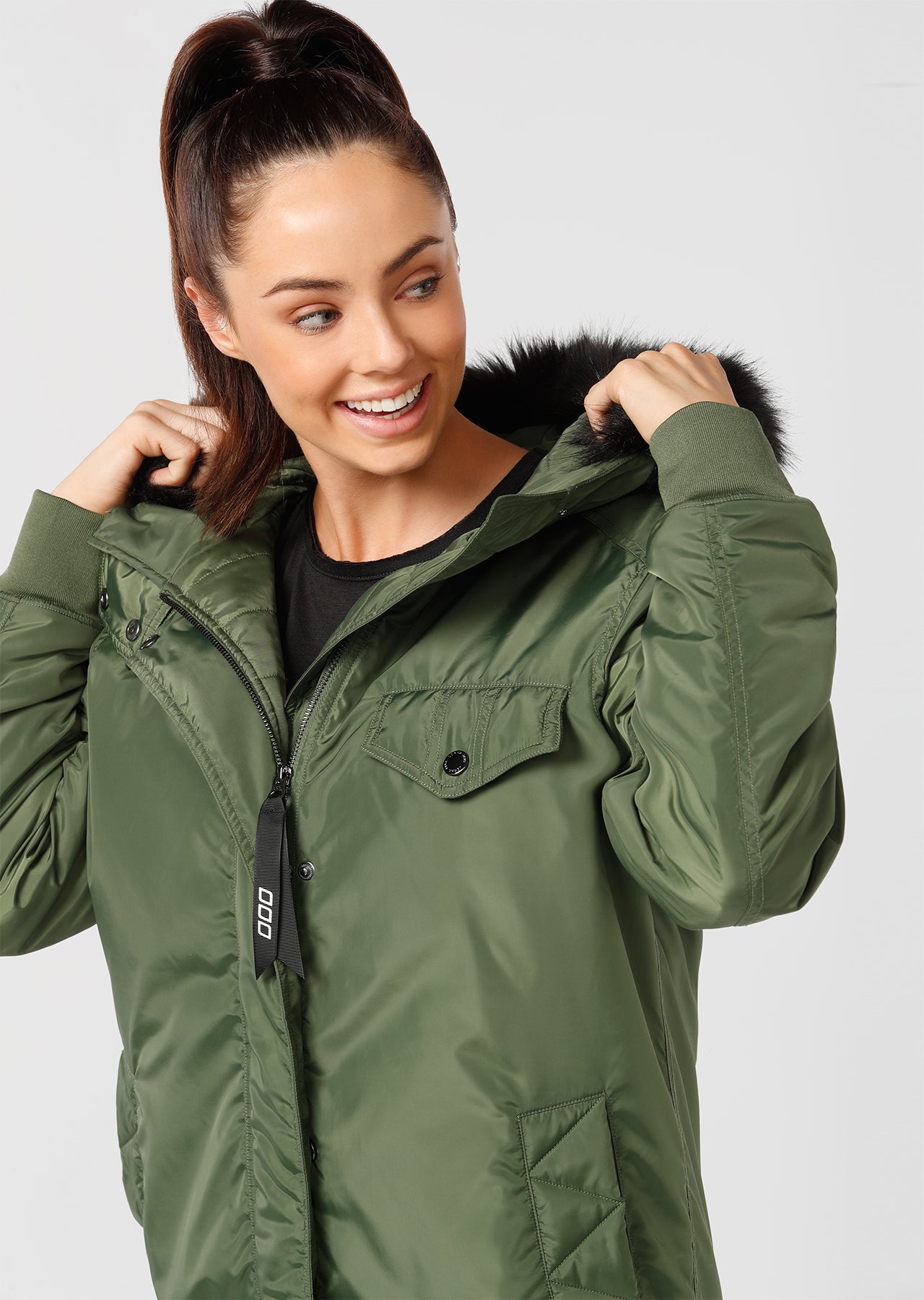 Lorna Jane Tech Puffa Coat - Army Green