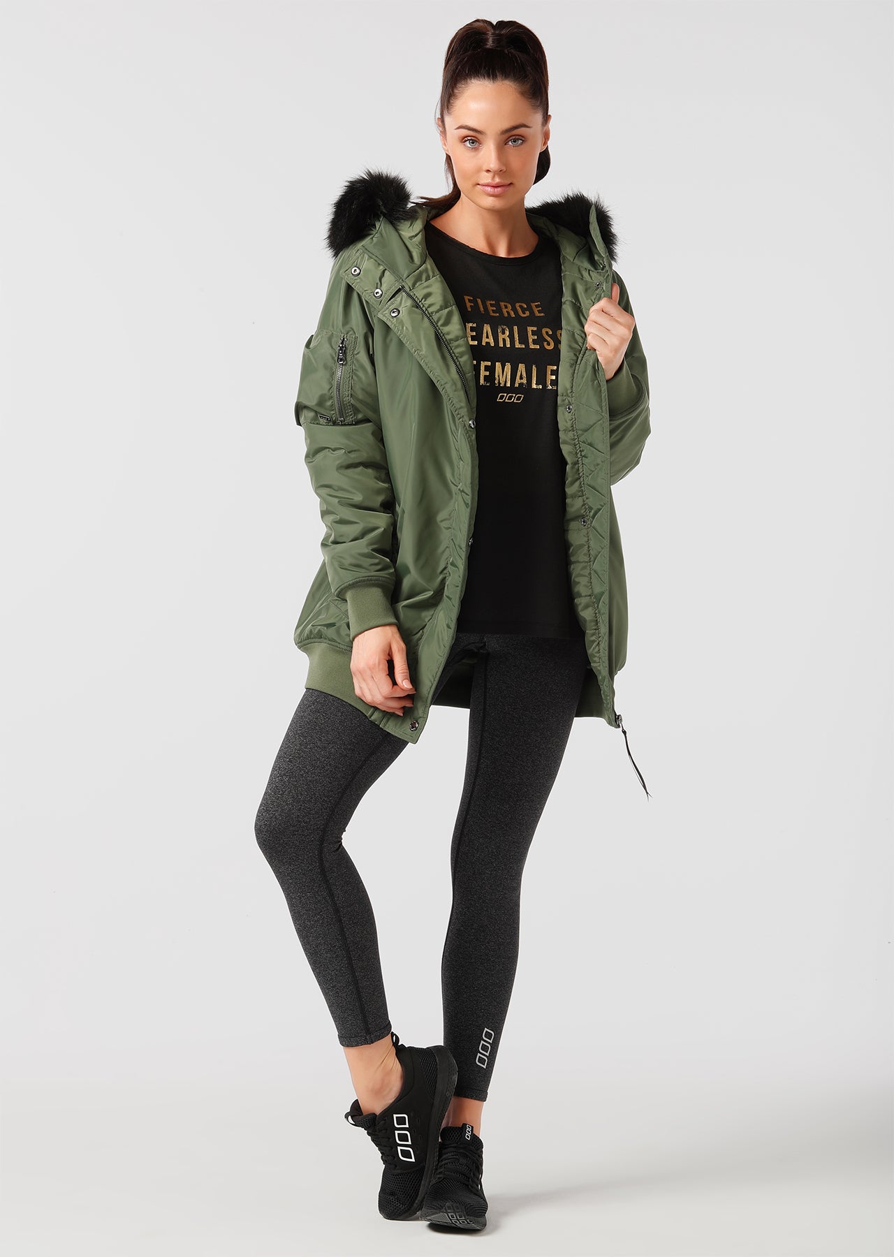 Lorna Jane Tech Puffa Coat - Army Green
