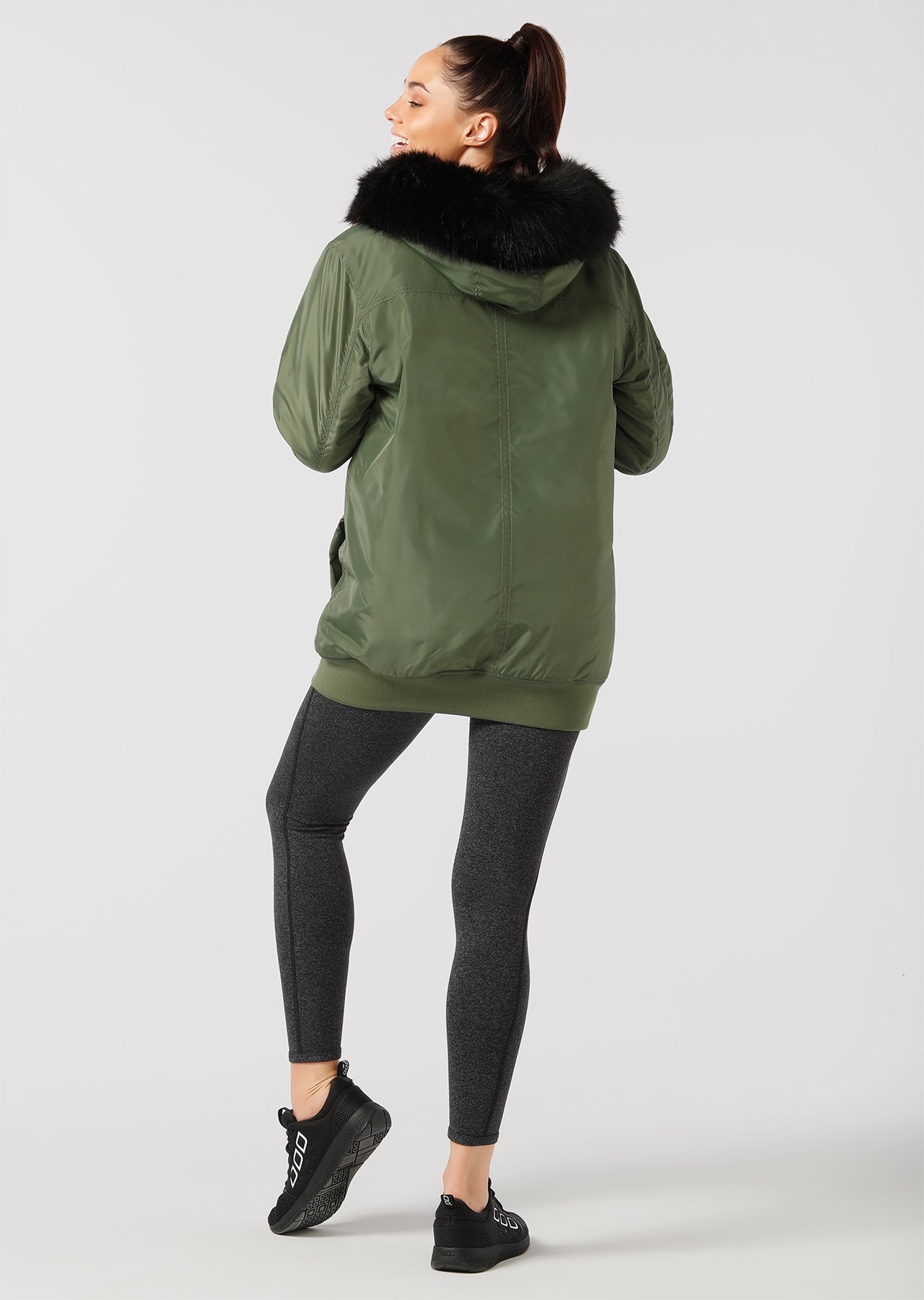 Lorna Jane Tech Puffa Coat - Army Green