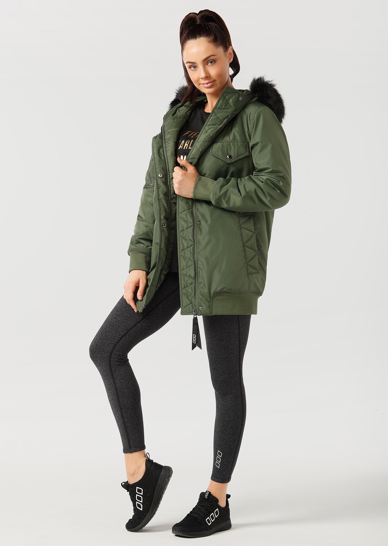 Lorna Jane Tech Puffa Coat - Army Green