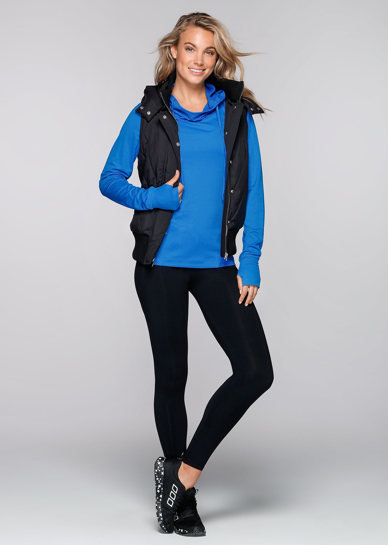 Lorna Jane Teddy Lined Hooded Puffa Vest - Black