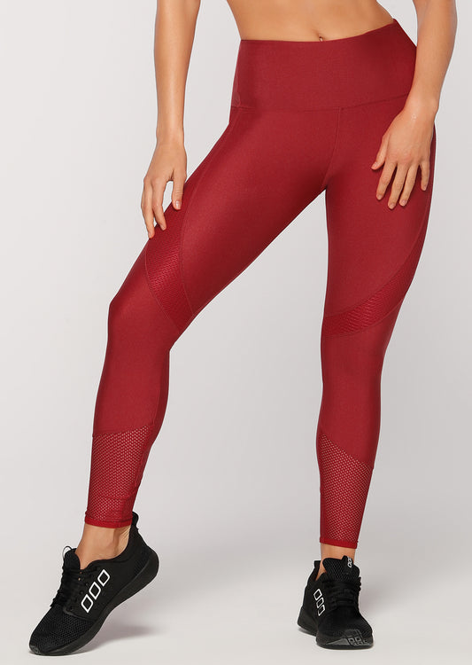 Lorna Jane Tempest Support F/L Tight - Dark Red Marl