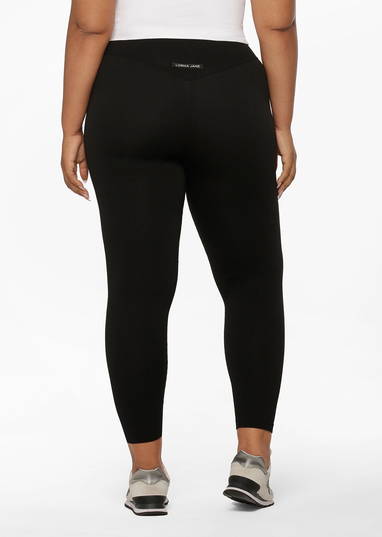 Lorna Jane Tempo Ribbed Seamless Ankle Biter Leggings - Black