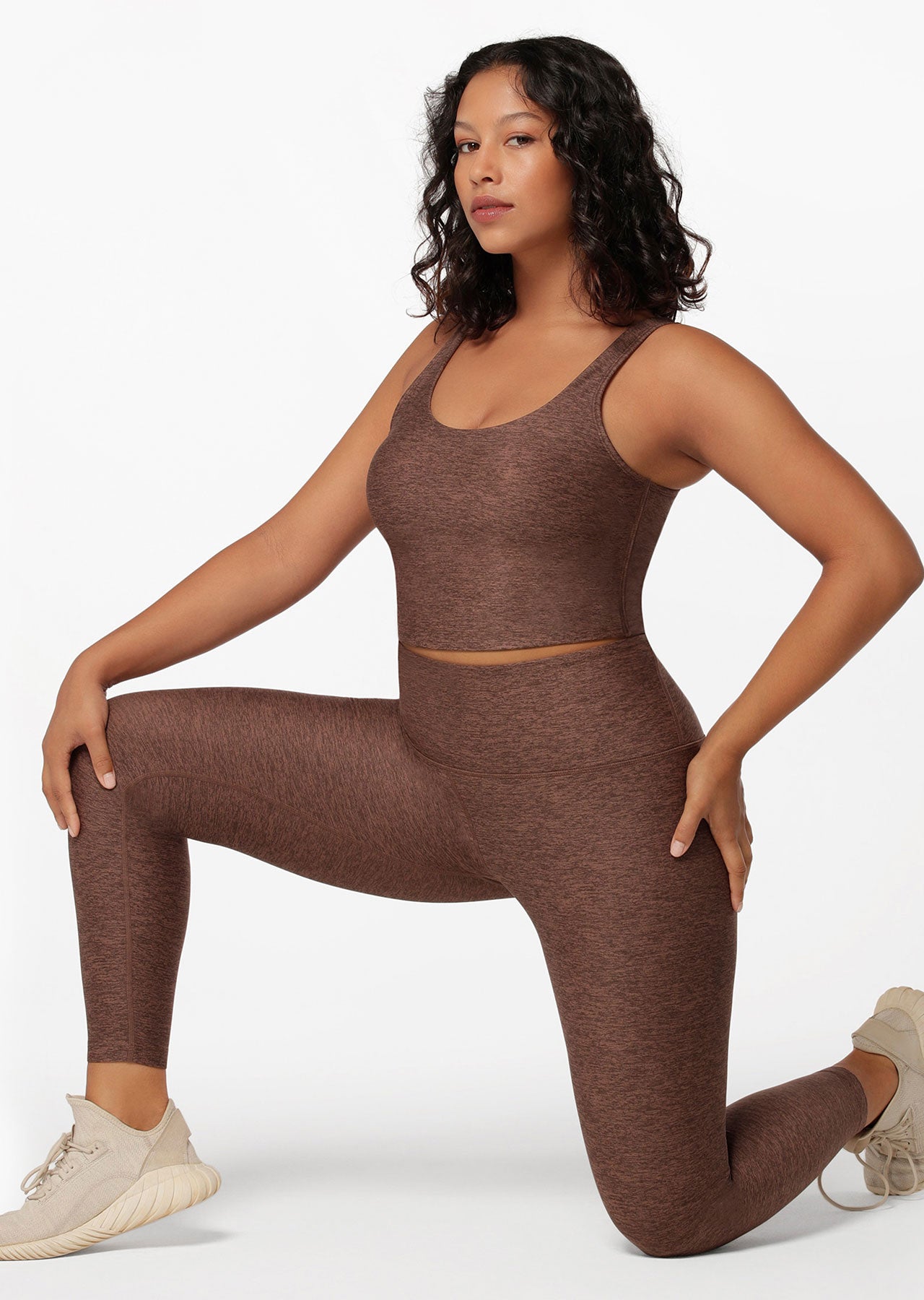 Lorna Jane Thermo Tech High Fold Full Length Leggings - Chocolate Marl Print