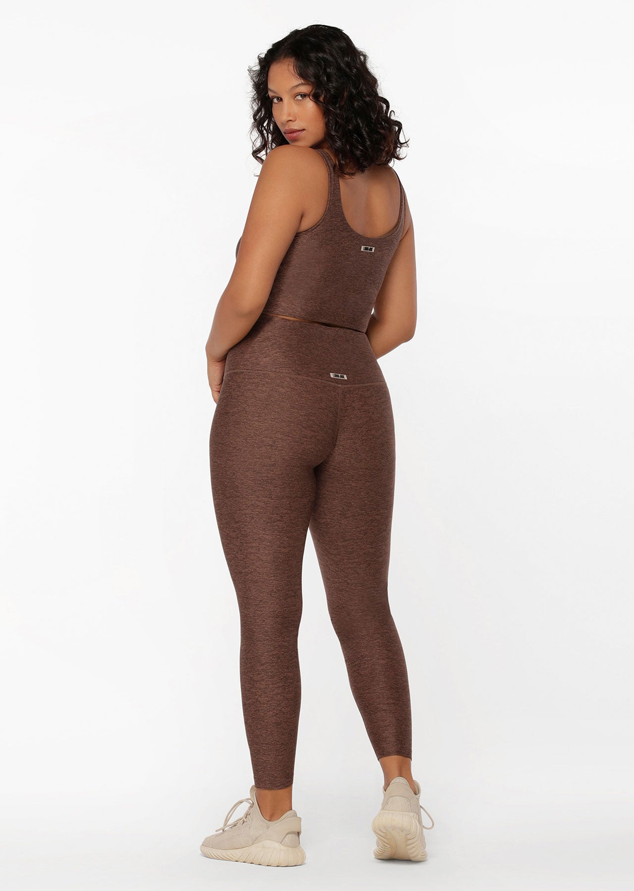 Lorna Jane Thermo Tech High Fold Full Length Leggings - Chocolate Marl Print