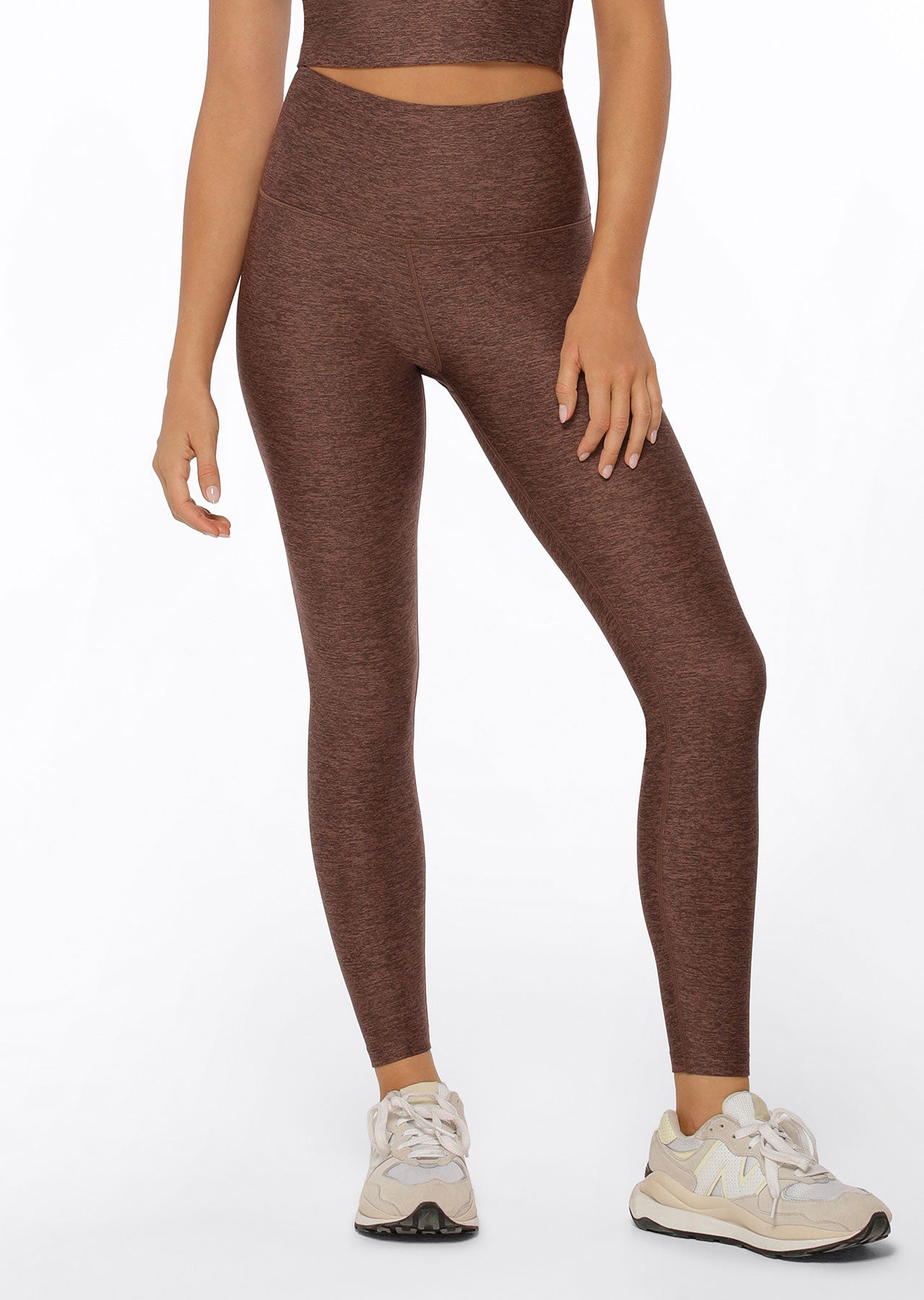Lorna Jane Thermo Tech High Fold Full Length Leggings - Chocolate Marl Print