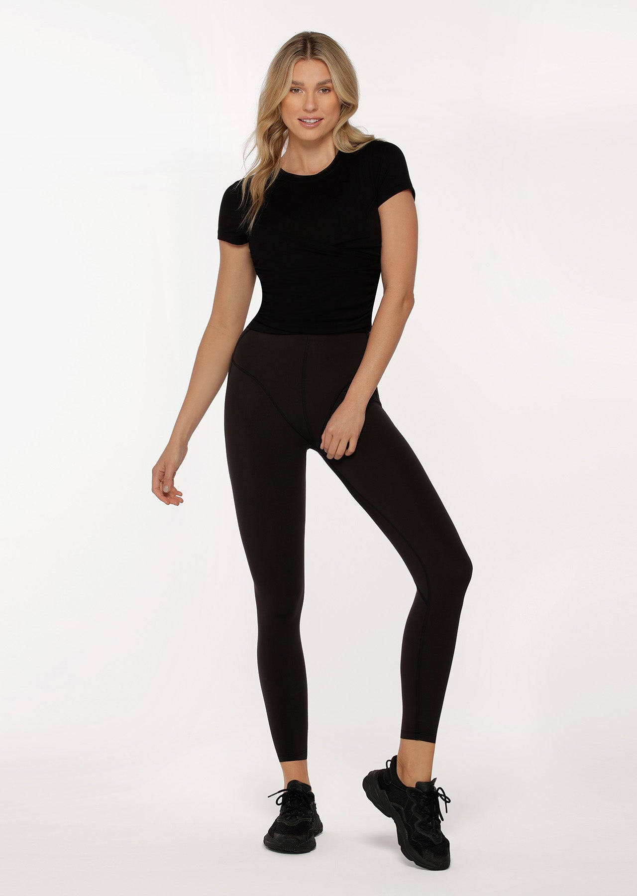 Lorna Jane Thrive Wrap Front Active Tee - Black