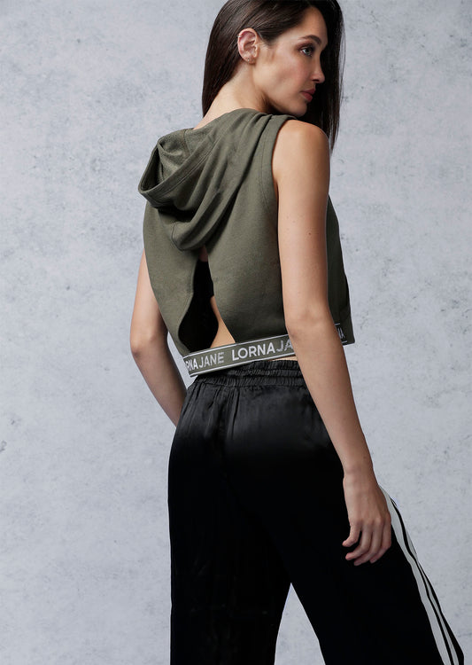 Lorna Jane Throw Over Cropped Hoodie - Pale Olive