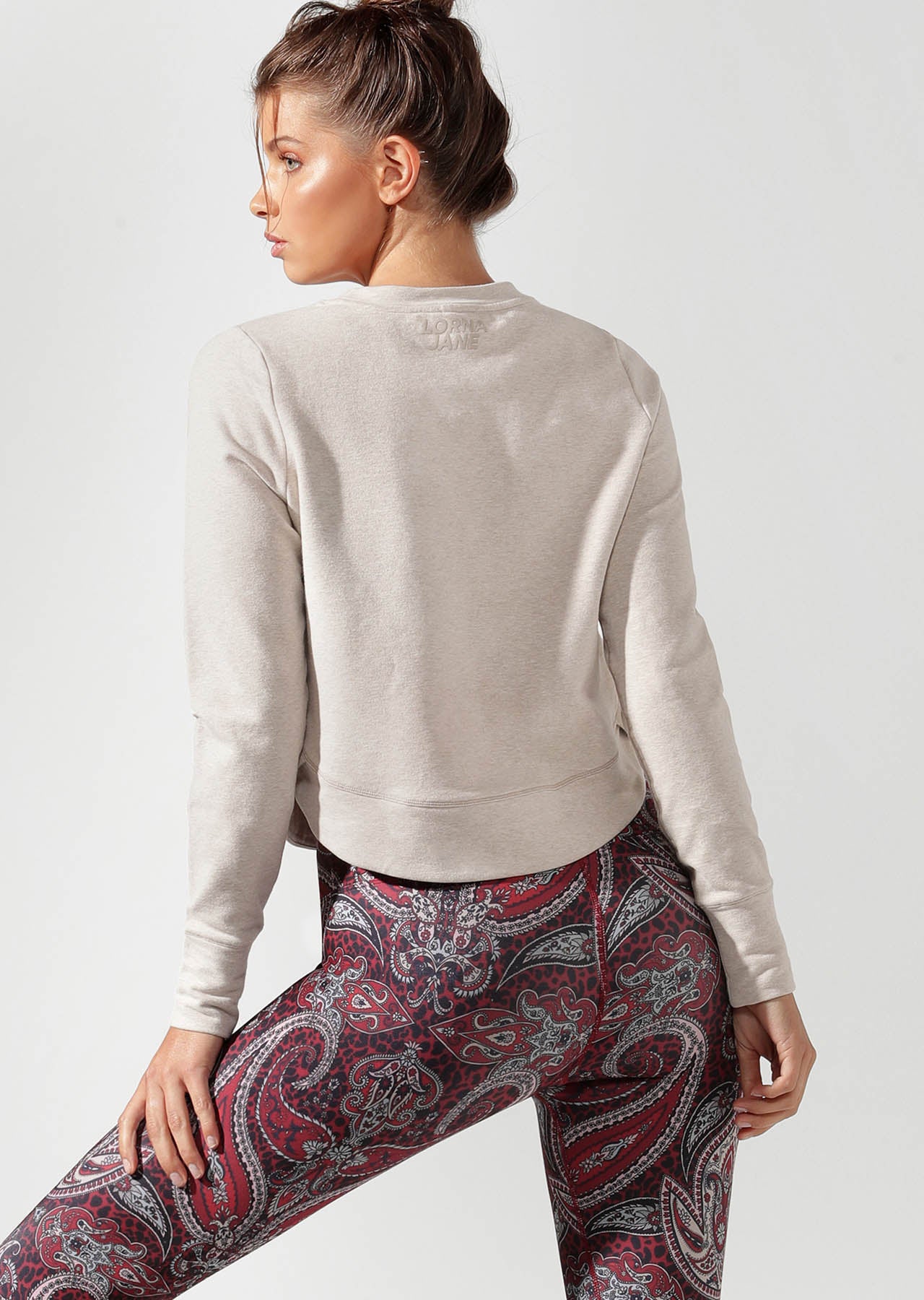 Lorna Jane Throwover Active Long Sleeve Top - Off White Marl