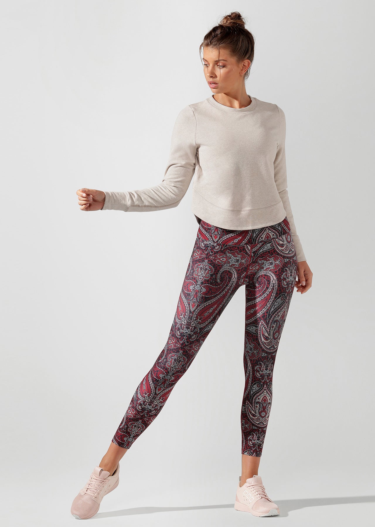 Lorna Jane Throwover Active Long Sleeve Top - Off White Marl