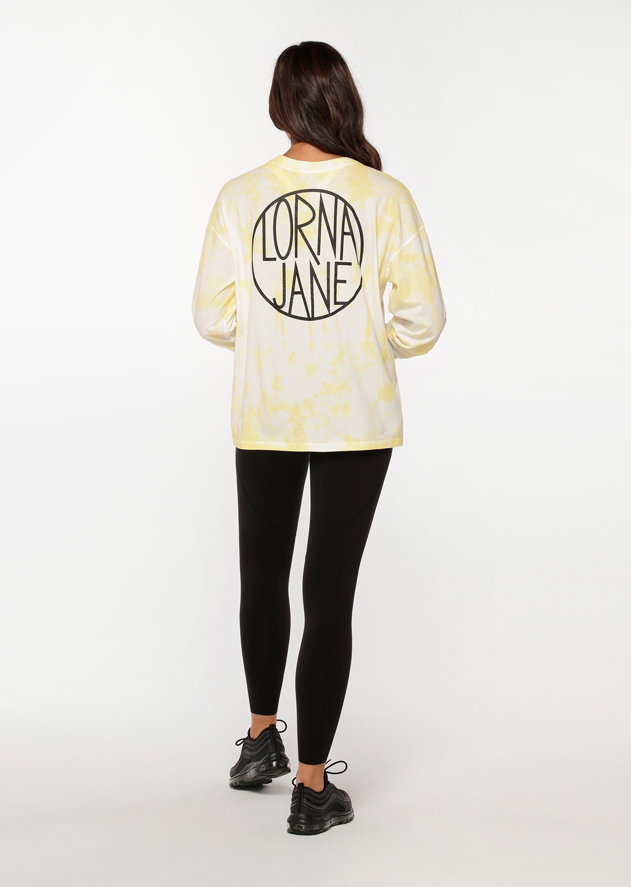 Lorna Jane Tie Dye Boyfriend Long Sleeve Top - Lemon Cream Tie Dye