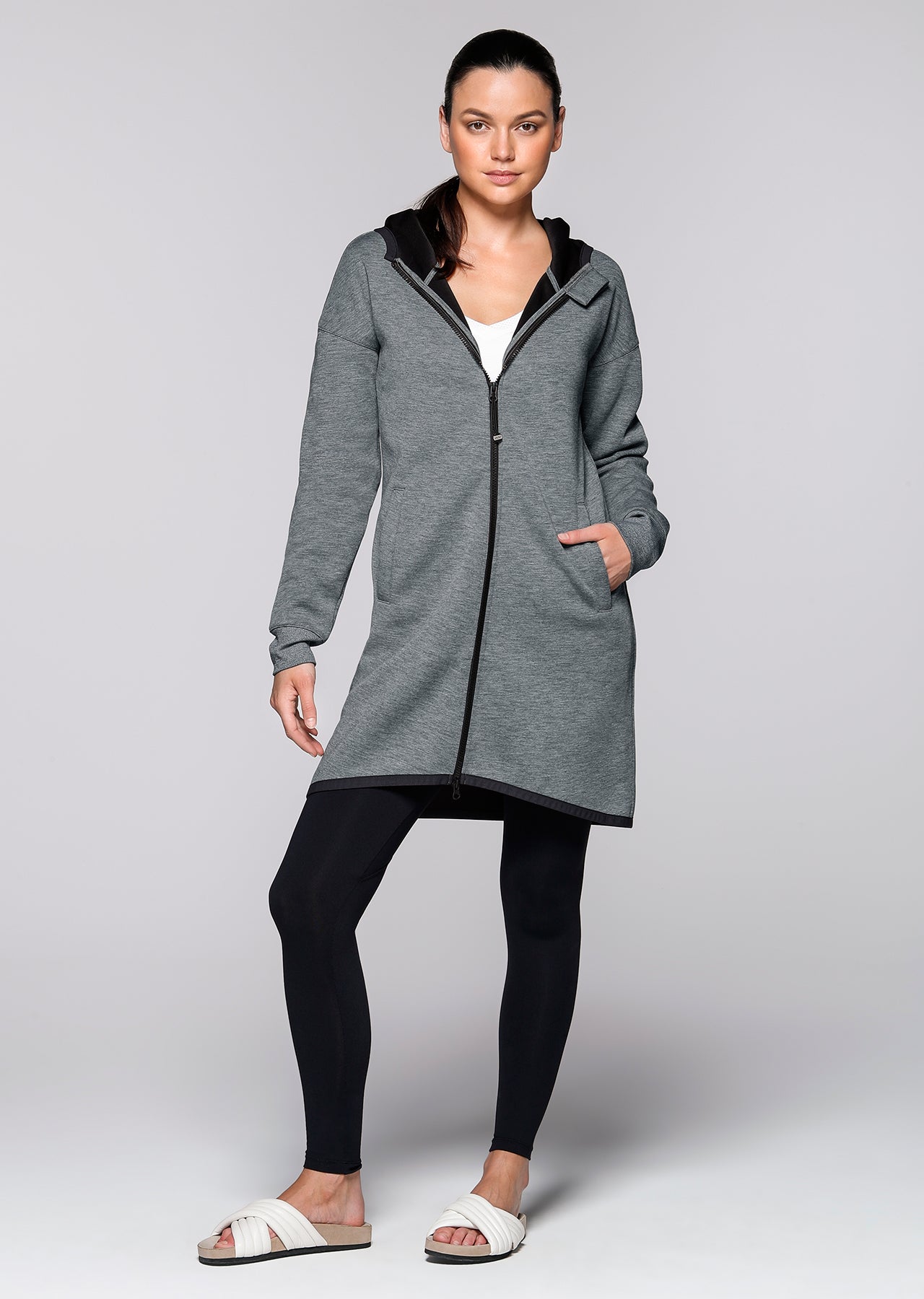 Lorna Jane Top Up Hooded Jacket - Dark Grey Marl