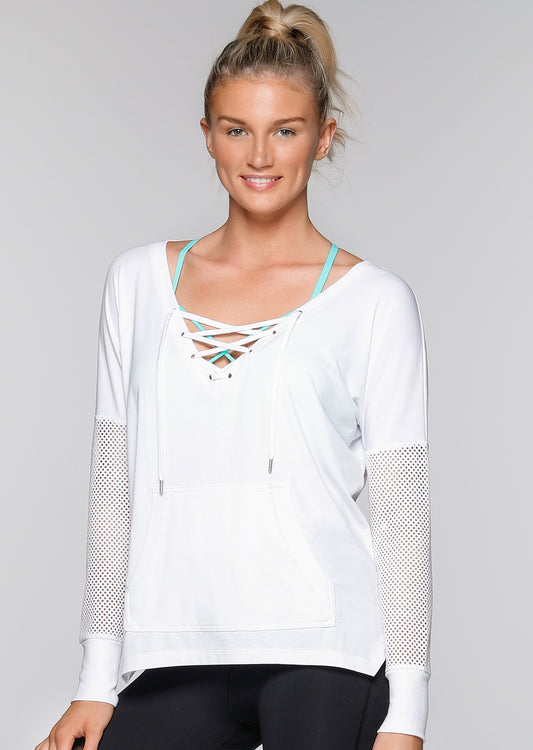 Lorna Jane Tough Girl Oversized L/Slv Top - White