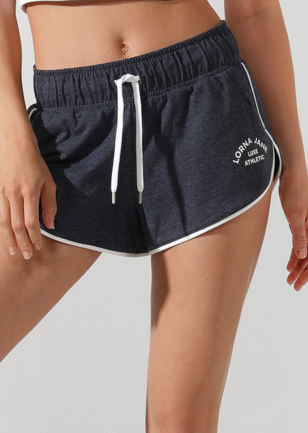 Lorna Jane Track-Side Retro Shorts - Midnight Indigo Marl