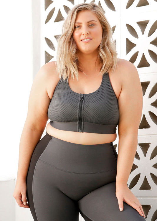 Lorna Jane Train Hard Sports Bra - Titanium
