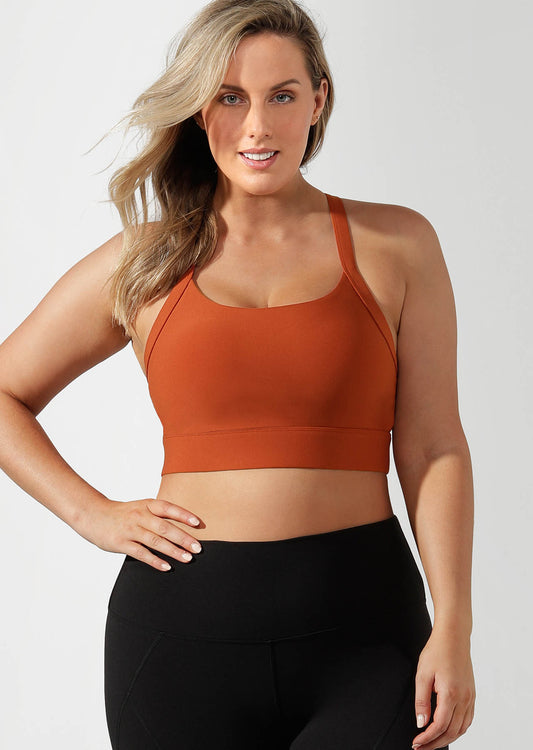 Lorna Jane Train Hard Sports Bra - Dark Rust
