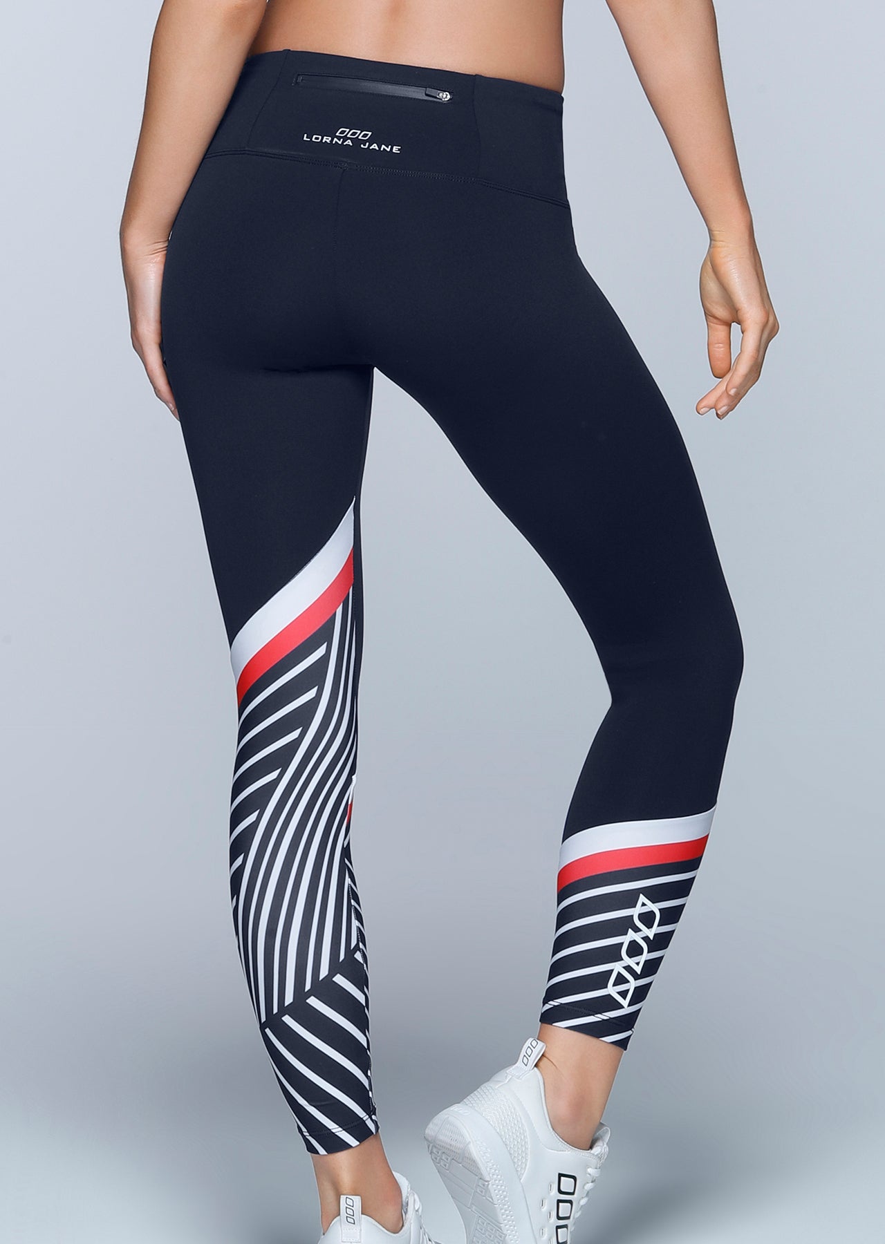 Lorna Jane Tres Sporty Core Ankle Biter Tight - Ink Stripe