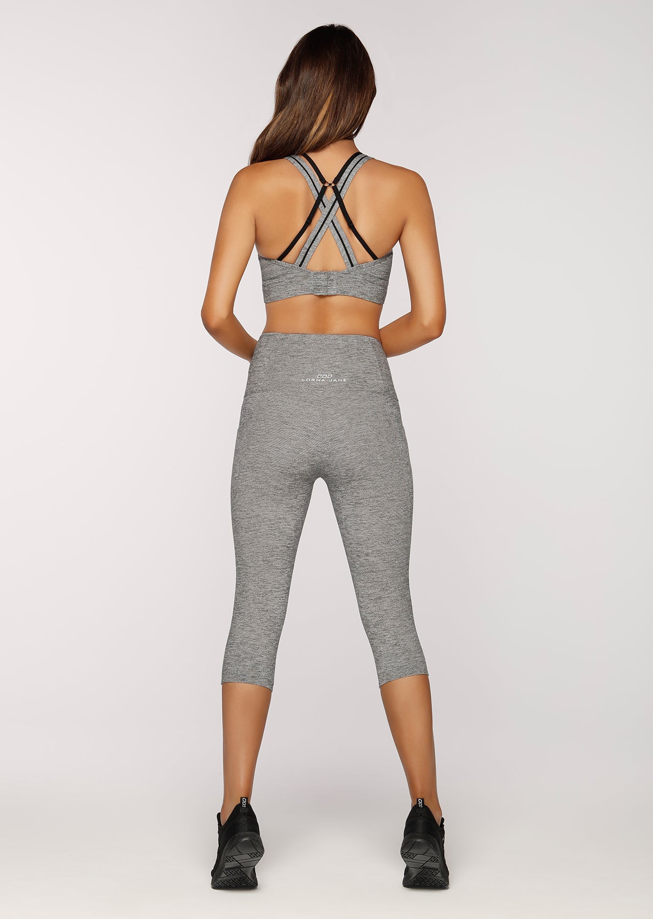 Lorna Jane Twilight 3/4 Tight - Black Marl Stripe