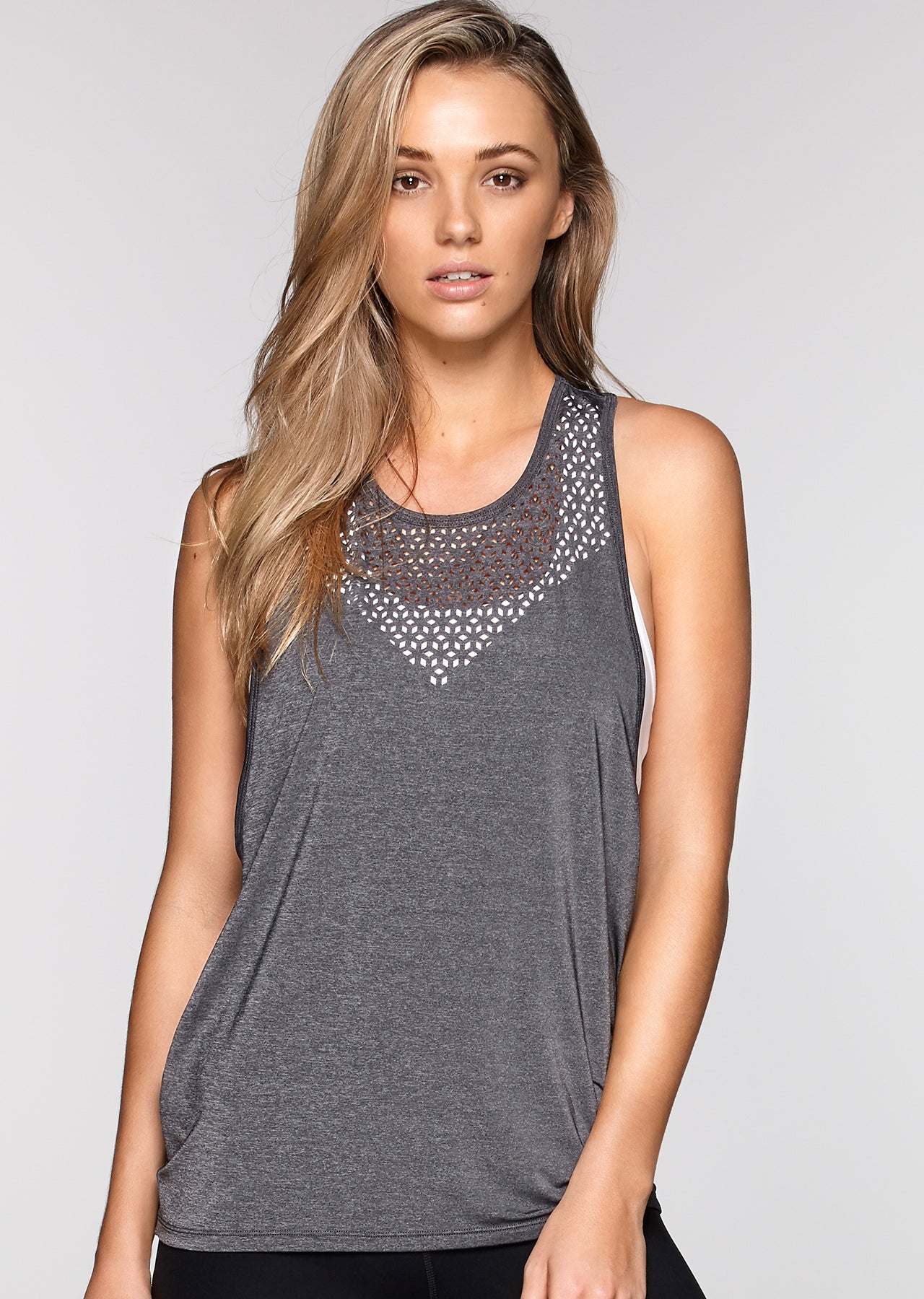 Lorna Jane Twirl Active Tank - Black Marl