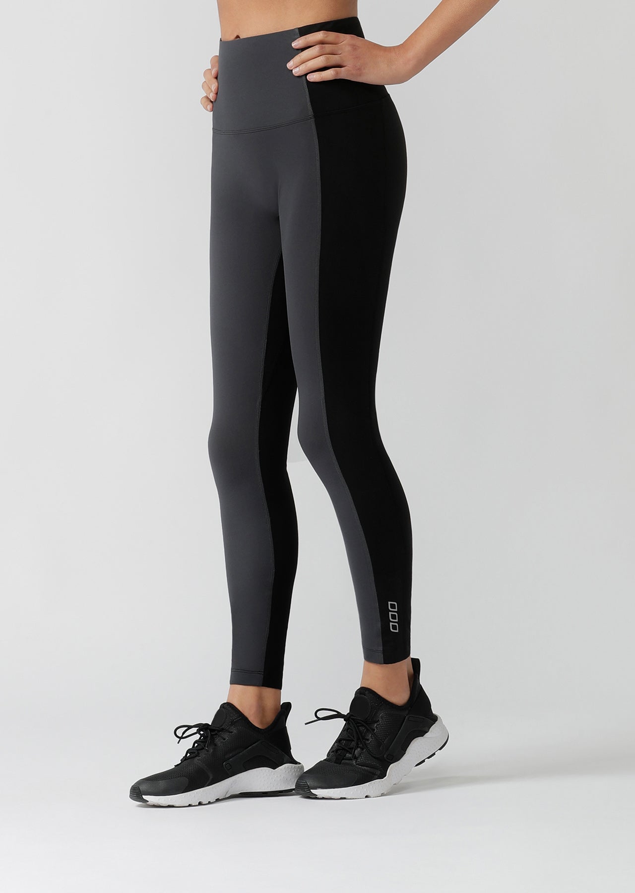 Lorna Jane Two Tone No Ride Full Length Leggings - Black/Titanium