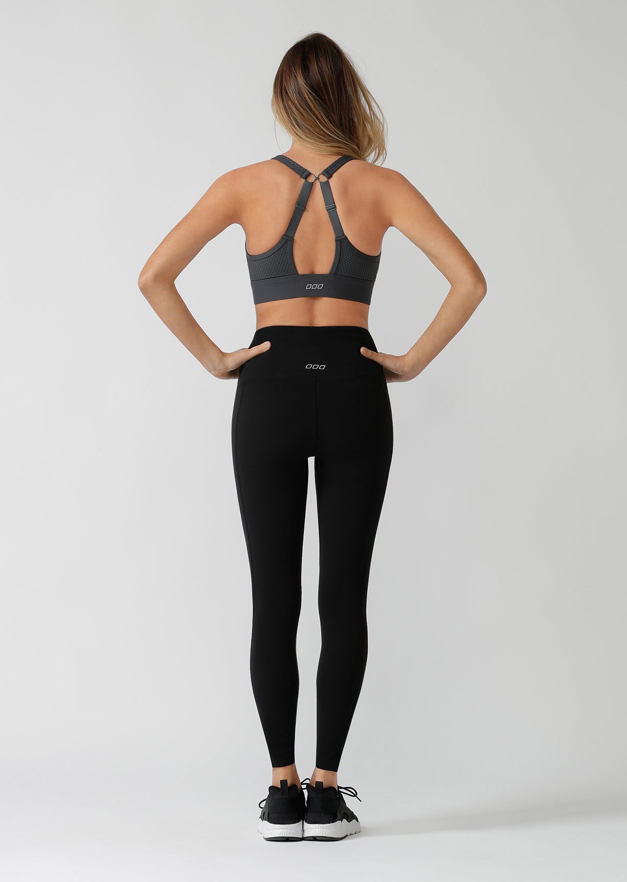 Lorna Jane Two Tone No Ride Full Length Leggings - Black/Titanium