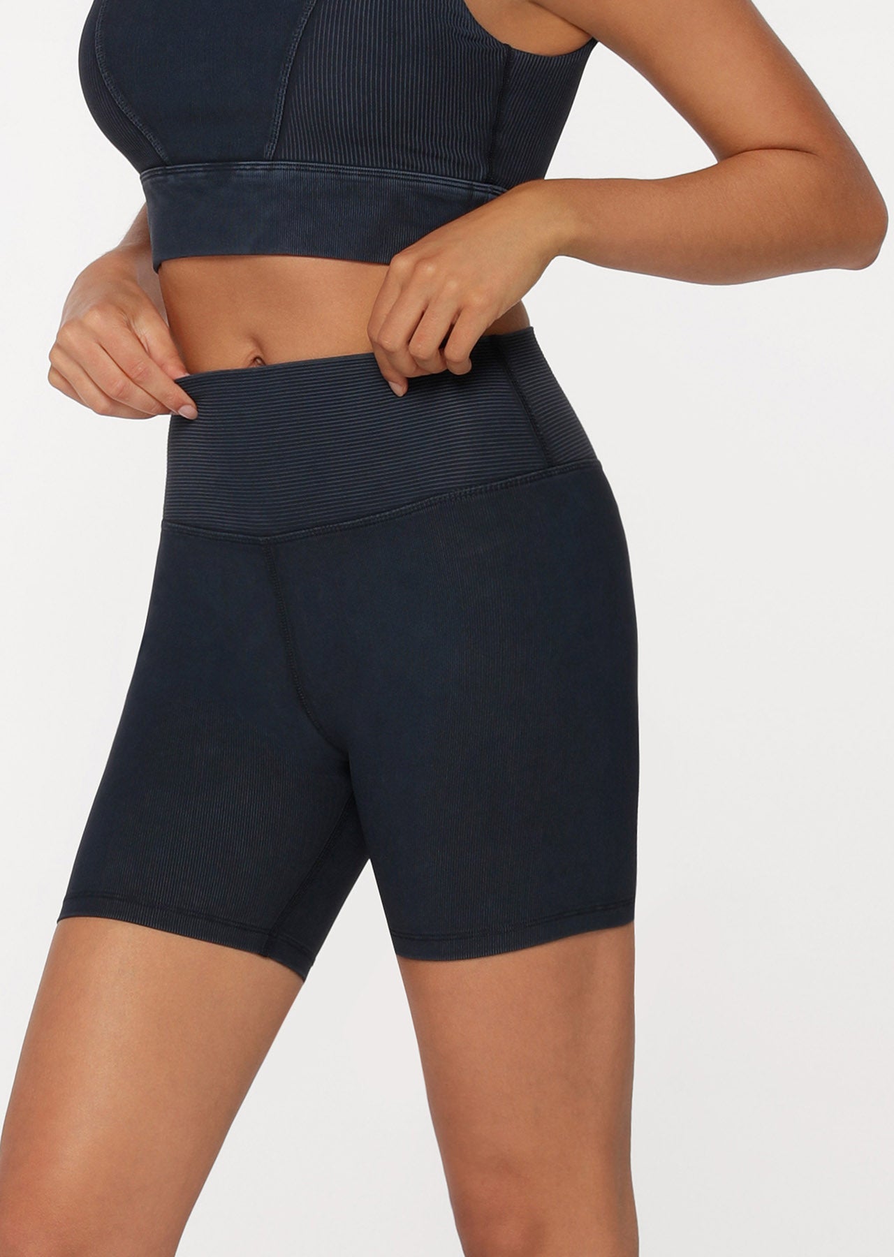 Lorna Jane Ultimate Rib Bike Shorts - Washed Midnight Indigo