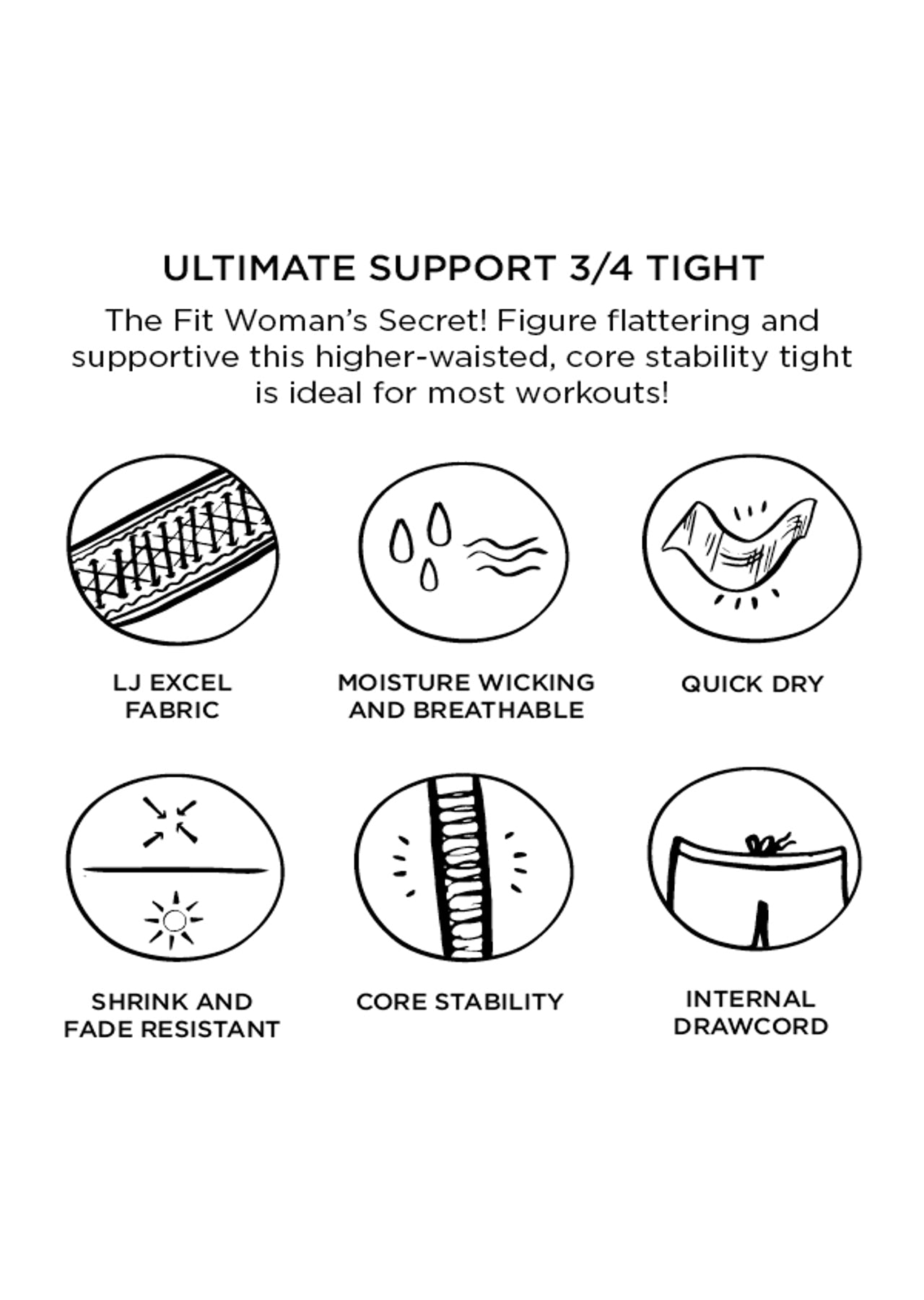Lorna Jane Ultimate Support 3/4 Tight - Black
