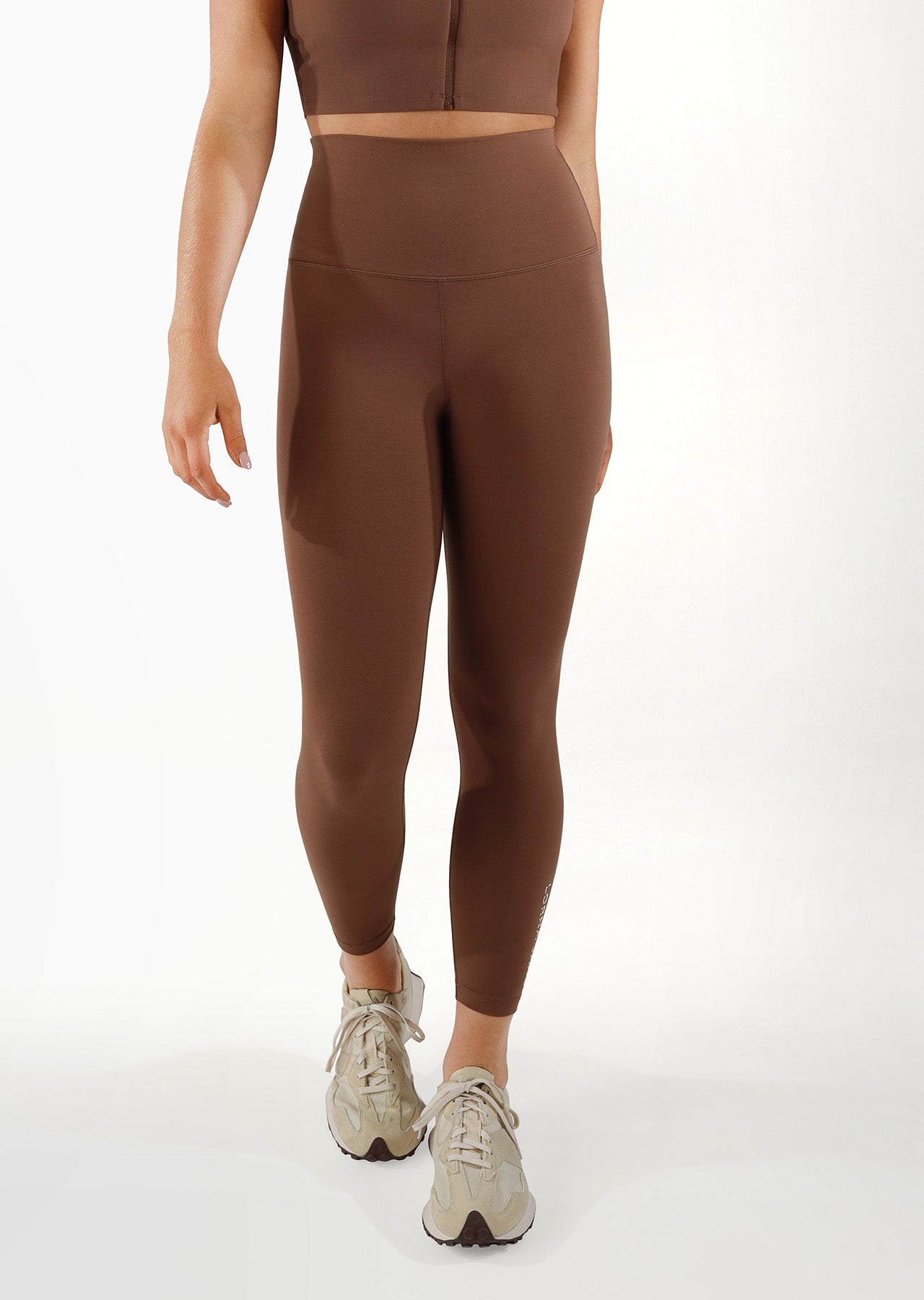 Lorna Jane Ultra Hi-Fold Lotus Ankle Biter Leggings - Chocolate