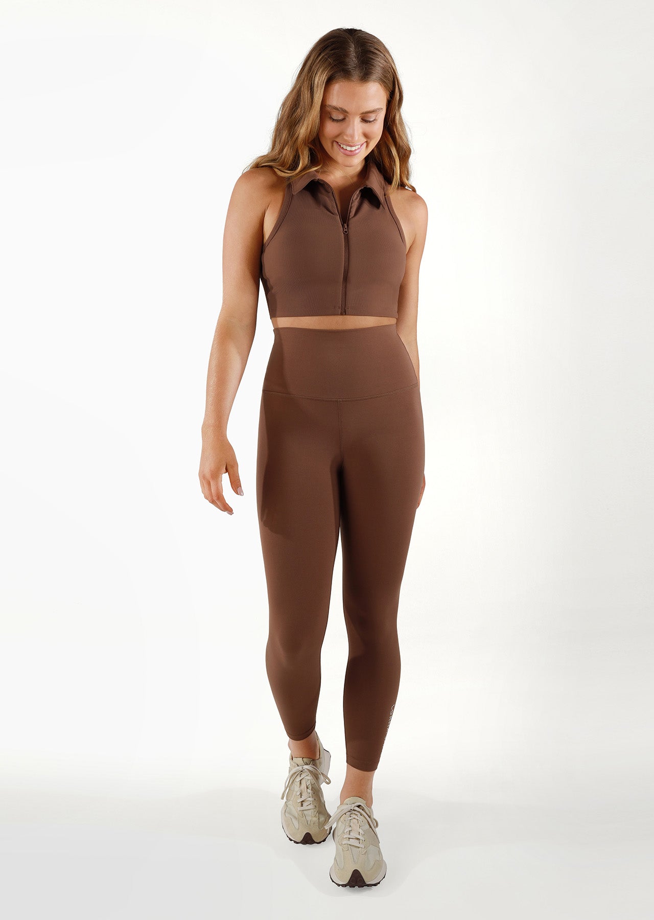 Lorna Jane Ultra Hi-Fold Lotus Ankle Biter Leggings - Chocolate