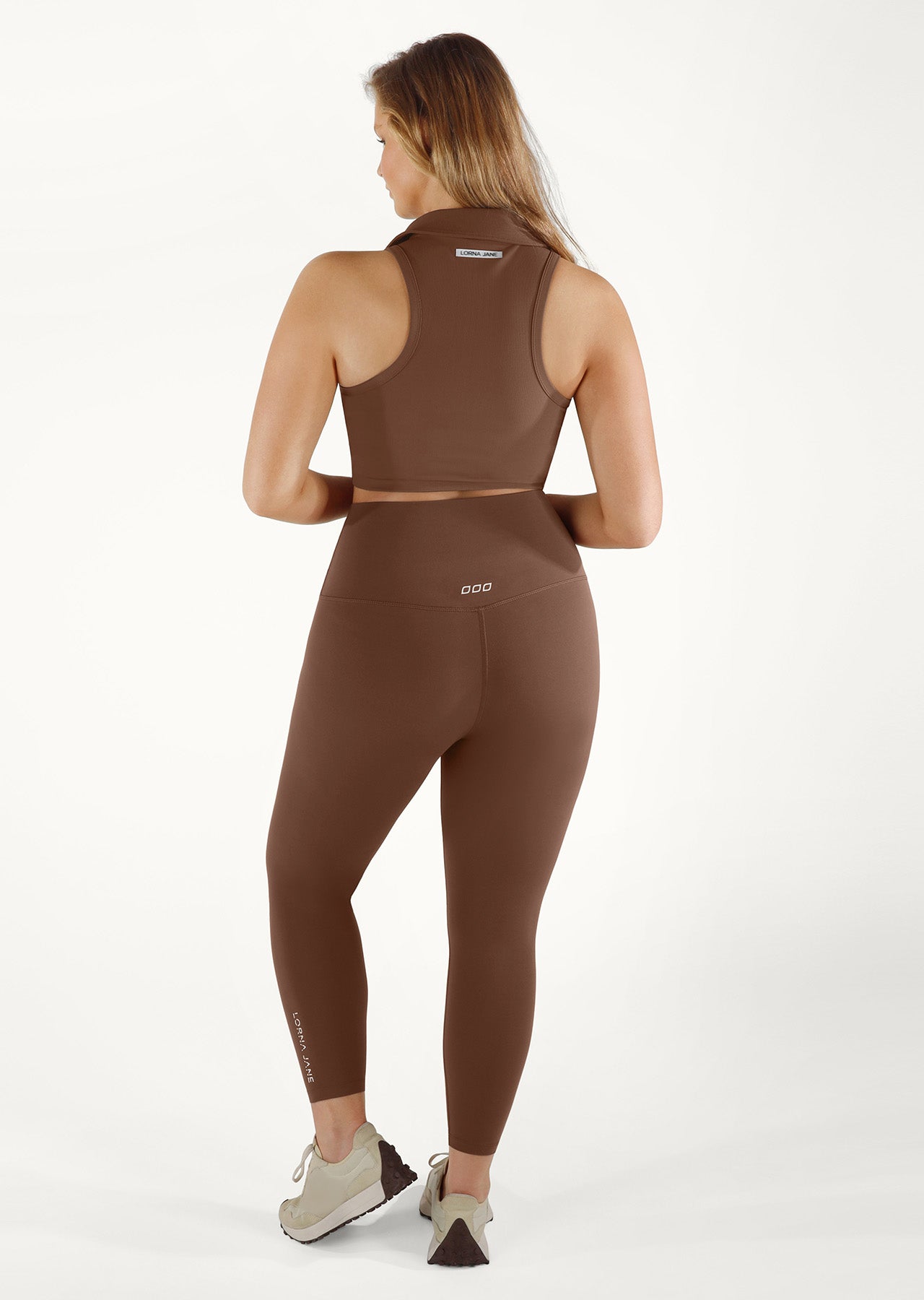 Lorna Jane Ultra Hi-Fold Lotus Ankle Biter Leggings - Chocolate