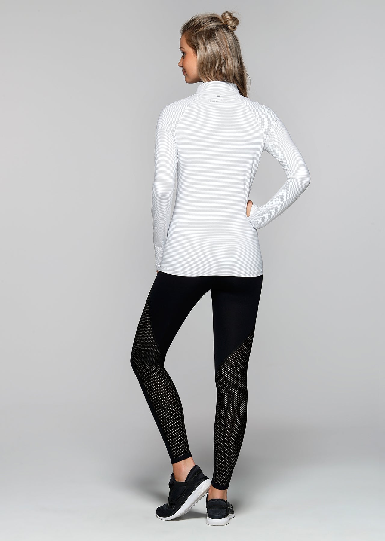 Lorna Jane Unwind Half Zip Through - Galaxy/White Stripe